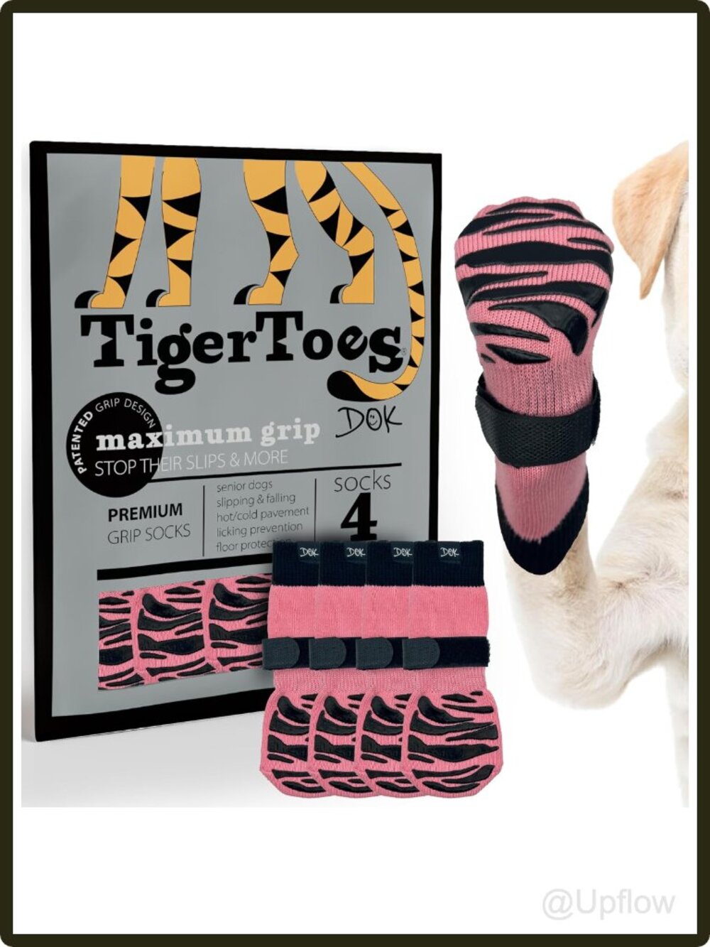 Large Dog Grip Socks 4 Pack Anti-Slip Paw Protector for Hardwood Floors Senior